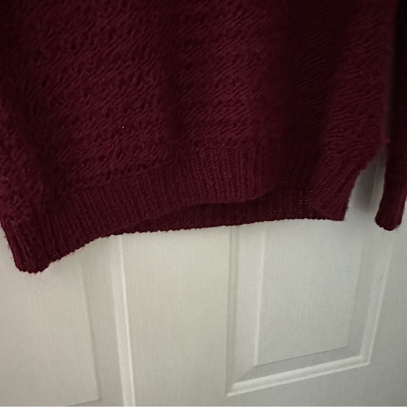 Lauren Ralph Lauren Pointelle Crewneck Sweater alpaca Wool Claret Medium - Picture 4 of 7